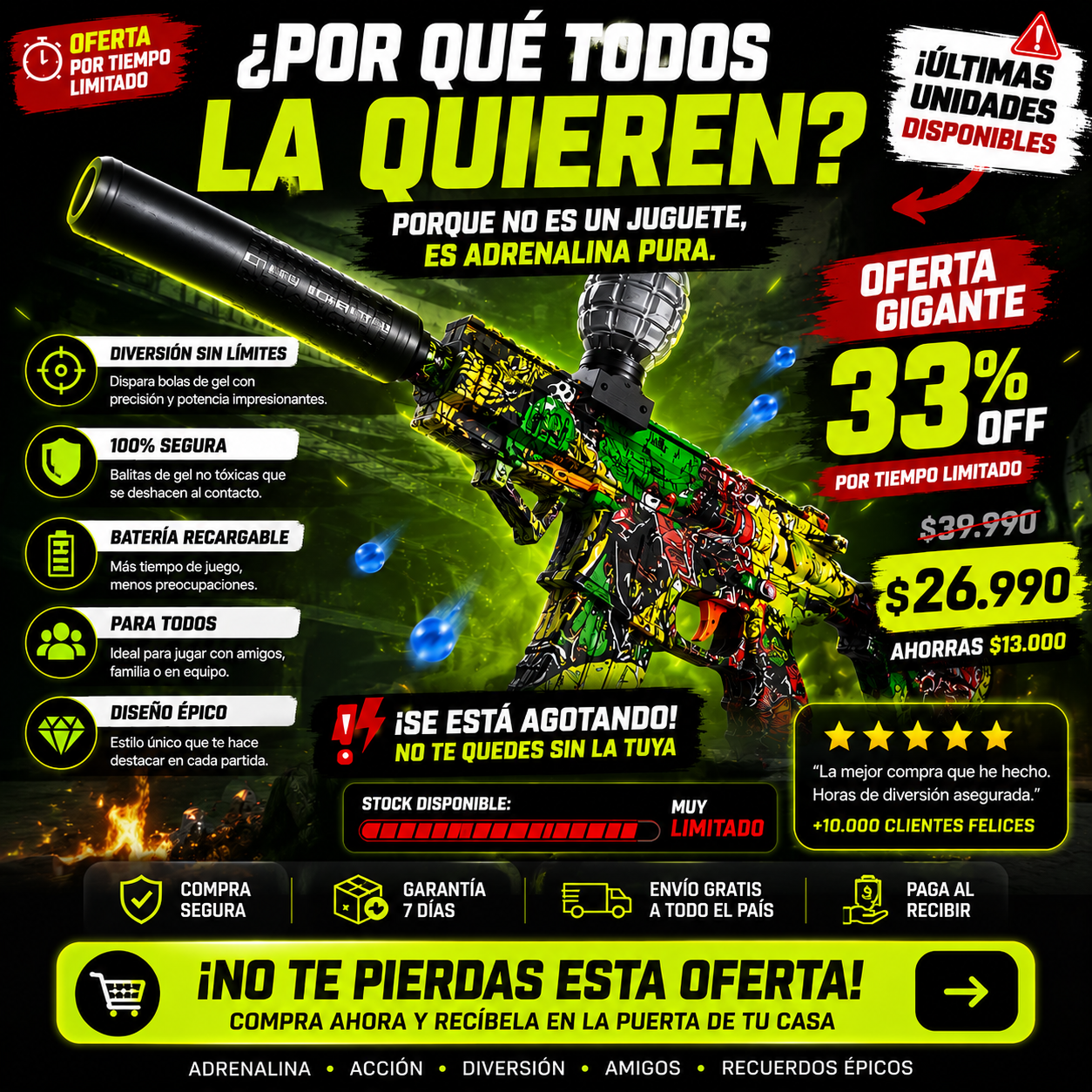 PISTOLA HIDROGEL M416 - Disfruta Jugar en Familia