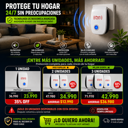 UltraSon Pro - Repelente de Plagas - Seguridad y Confianza para tu Familia