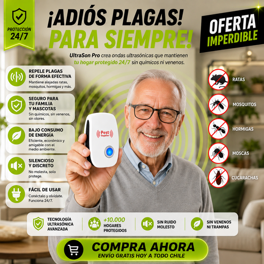 UltraSon Pro - Repelente de Plagas - Seguridad y Confianza para tu Familia