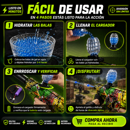 PISTOLA HIDROGEL M416 - Disfruta Jugar en Familia