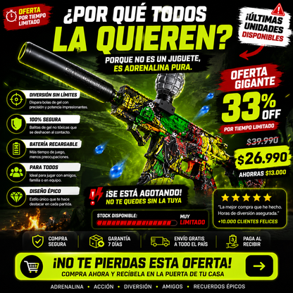 PISTOLA HIDROGEL M416 - Disfruta Jugar en Familia